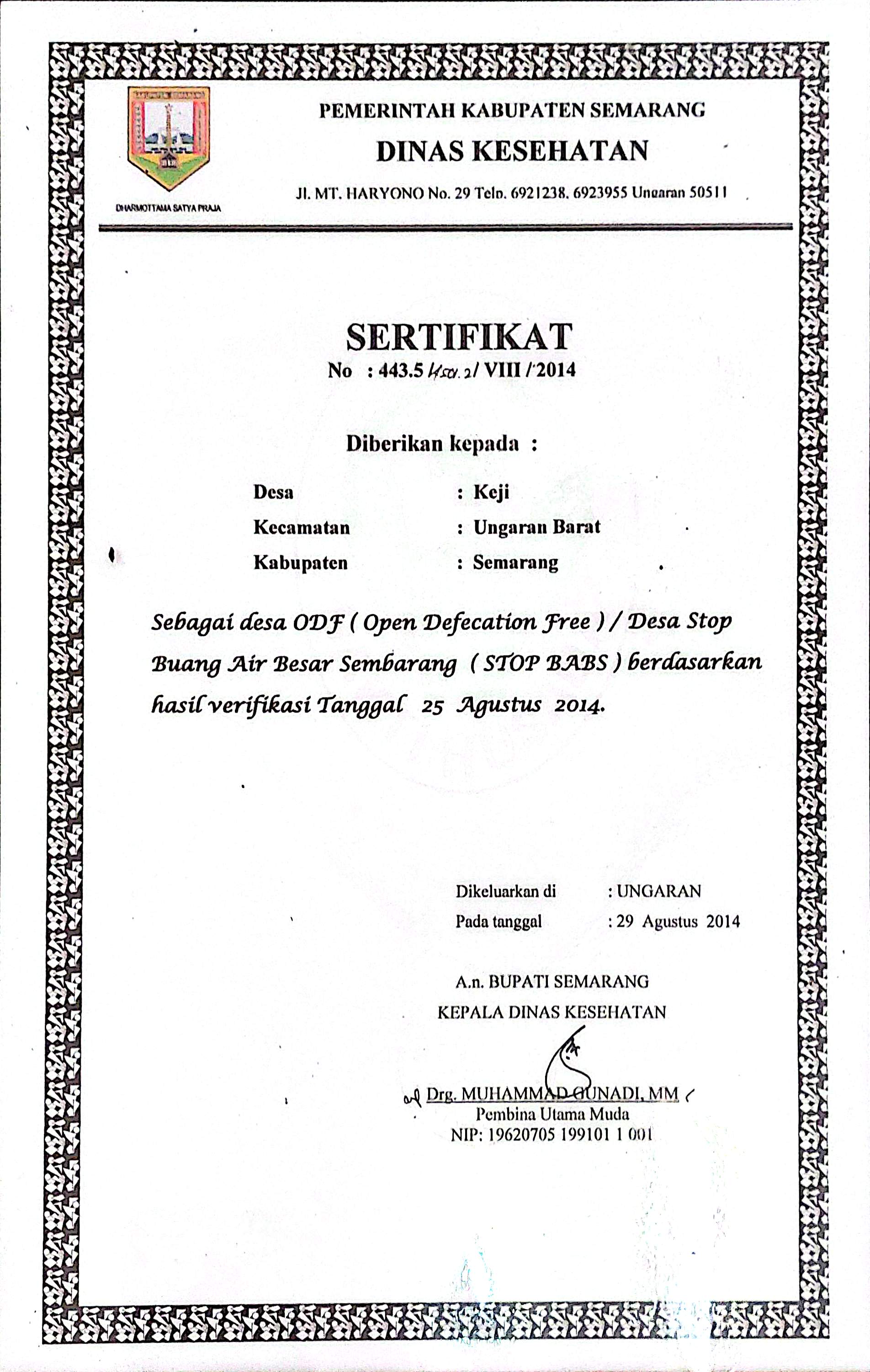 Dokumentasi Desa ODF (Open Defecation Free) / Desa Stop Buang Air Besar Sembarangan